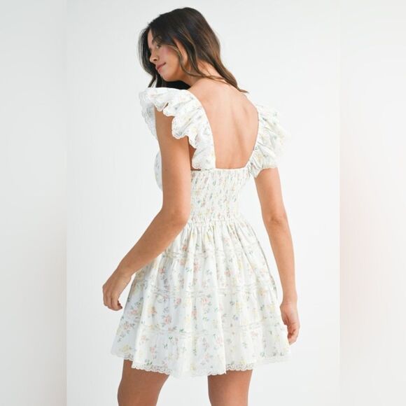 Floral Ruffle Sleeve Dress - Picture 12 of 15